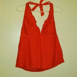 Orange Halter Bathing Suit Top